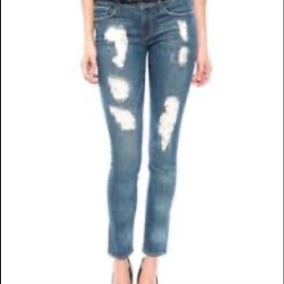 Frame Denim Jeans Le Skinny De Jeanne Size 26 Distressed Stretch Skinny - Picture 15 of 15